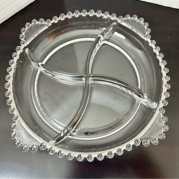 Imperial Glass Candlewick 4 Part Swirl Divided Snack Dish w/4 Handle Relish - Picture 5 of 10